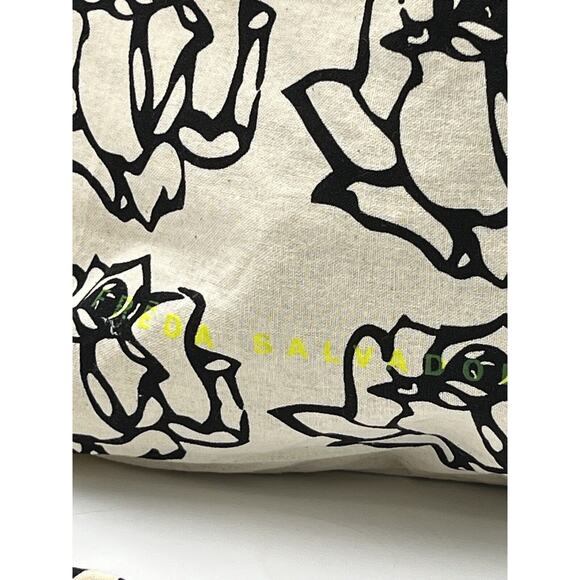 Freda Salvador Canvas Off white Black Rose Floral Tote Bag Neon Logo Lightweight - Picture 3 of 10